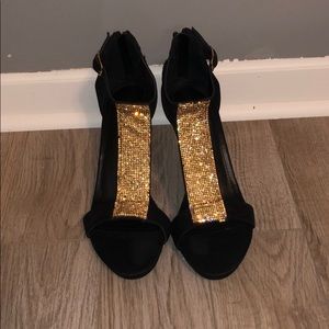 Lane Bryant, open toe, zip back heels. Worn once.